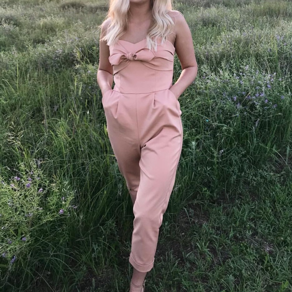 Strapless pleated jumpsuit. Worn once.